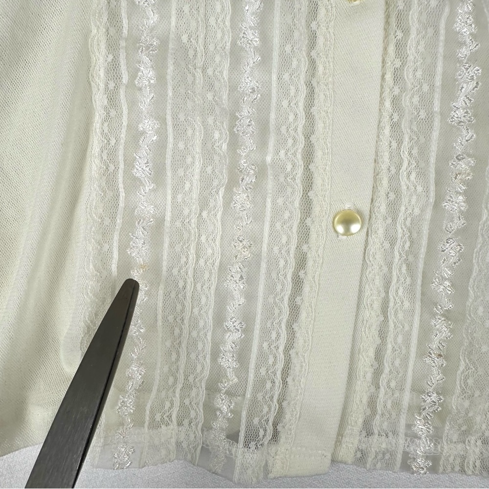 The Limited Mesh Lace Sheer Button Down Blouse Feminine Romantic - Picture 5 of 10